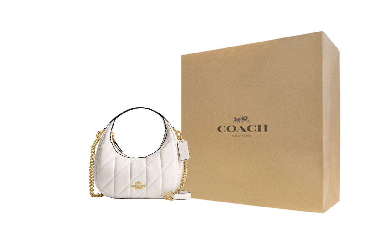 

COACH Овчинная цепочка сумка через плечо мини женская меловая белая