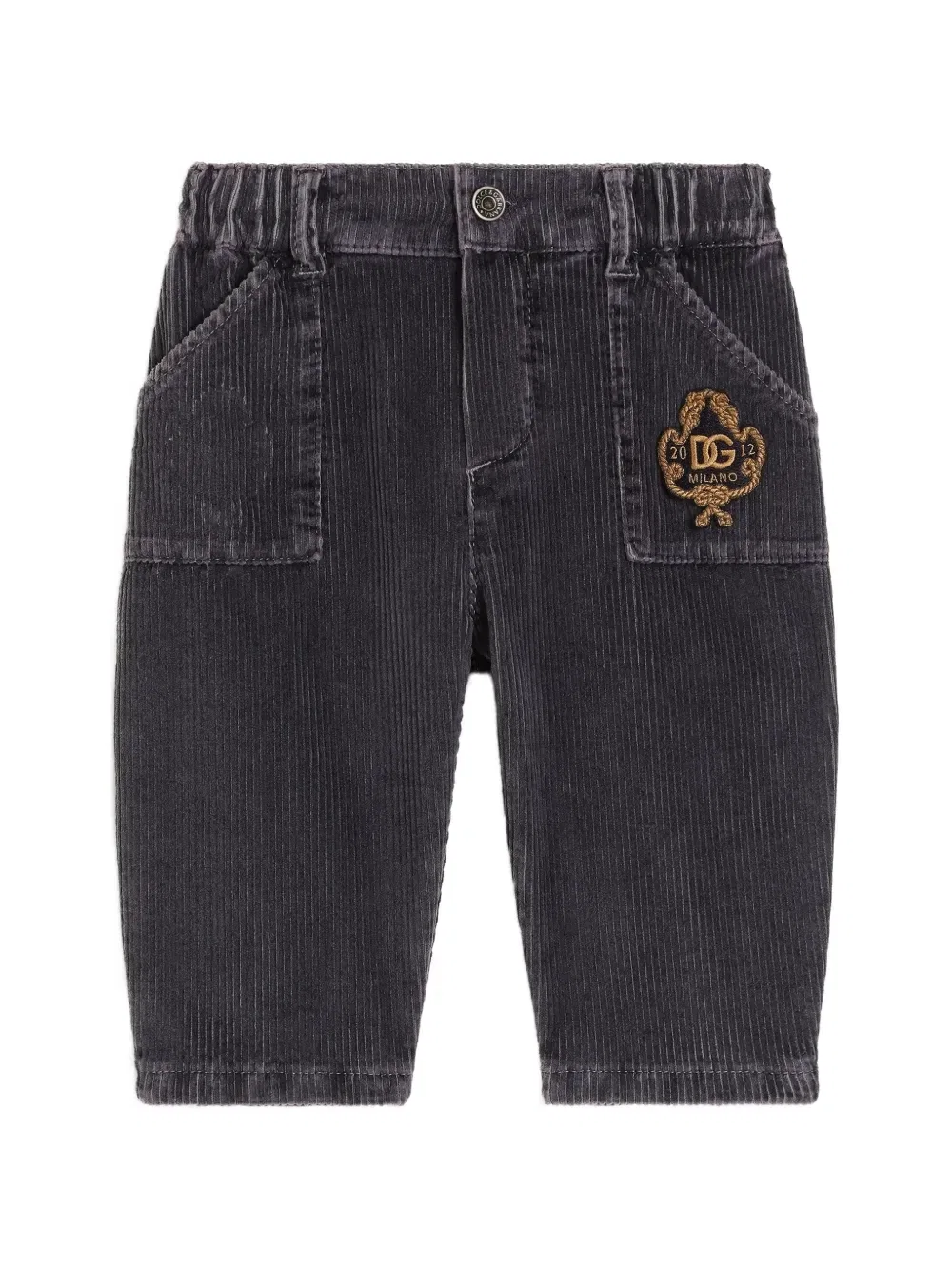 Бархатные брюки с нашивкой Dolce & Gabbana Kids, серый