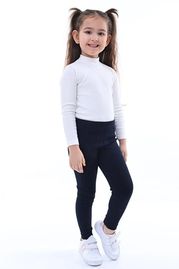 Детские леггинсы для девочек хлопковые с принтом Basics Kyex, Dark Navy Blue — фото 2