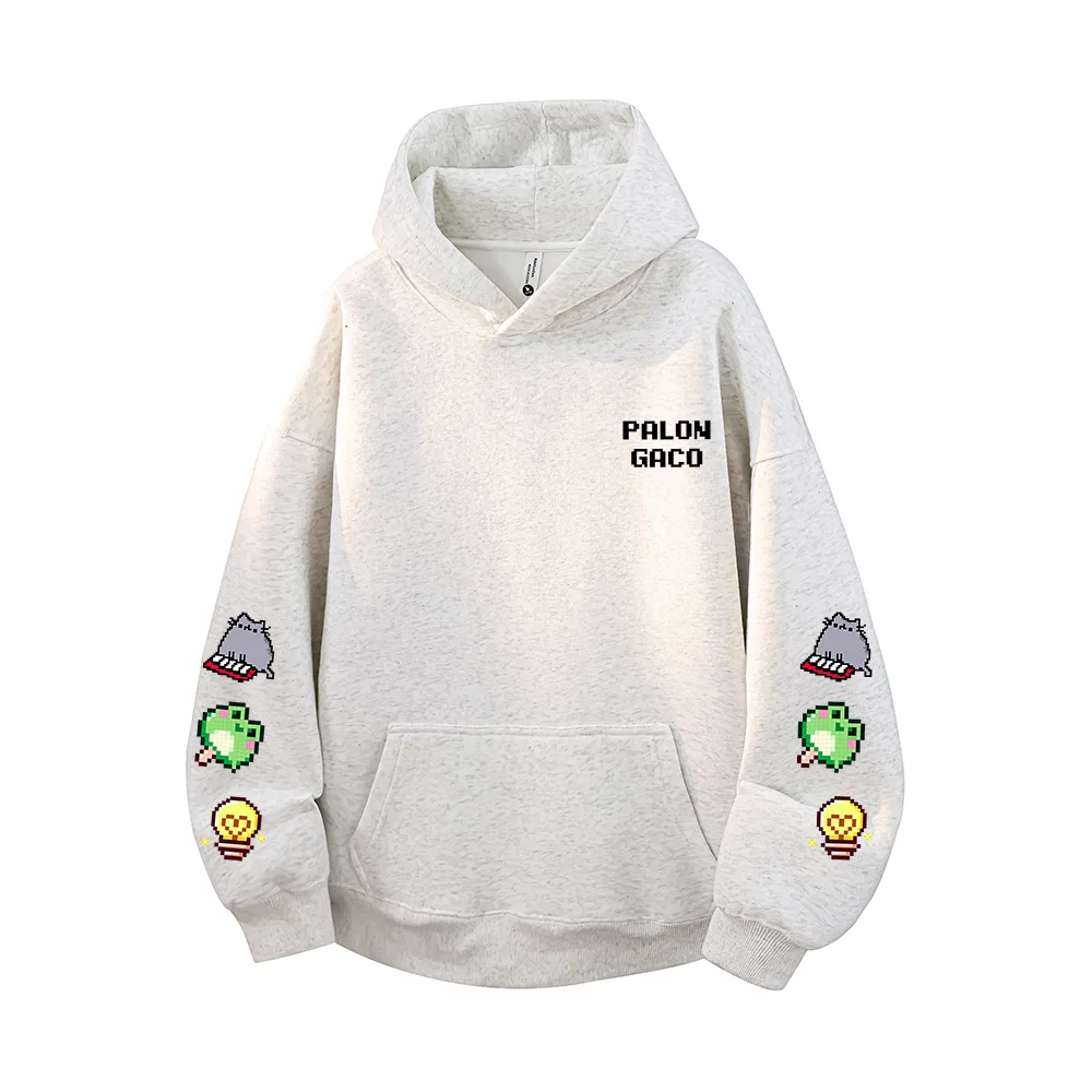 Детское худи с капюшоном прямой посадки PAL ONGACO, White Heather Gray — фото 3