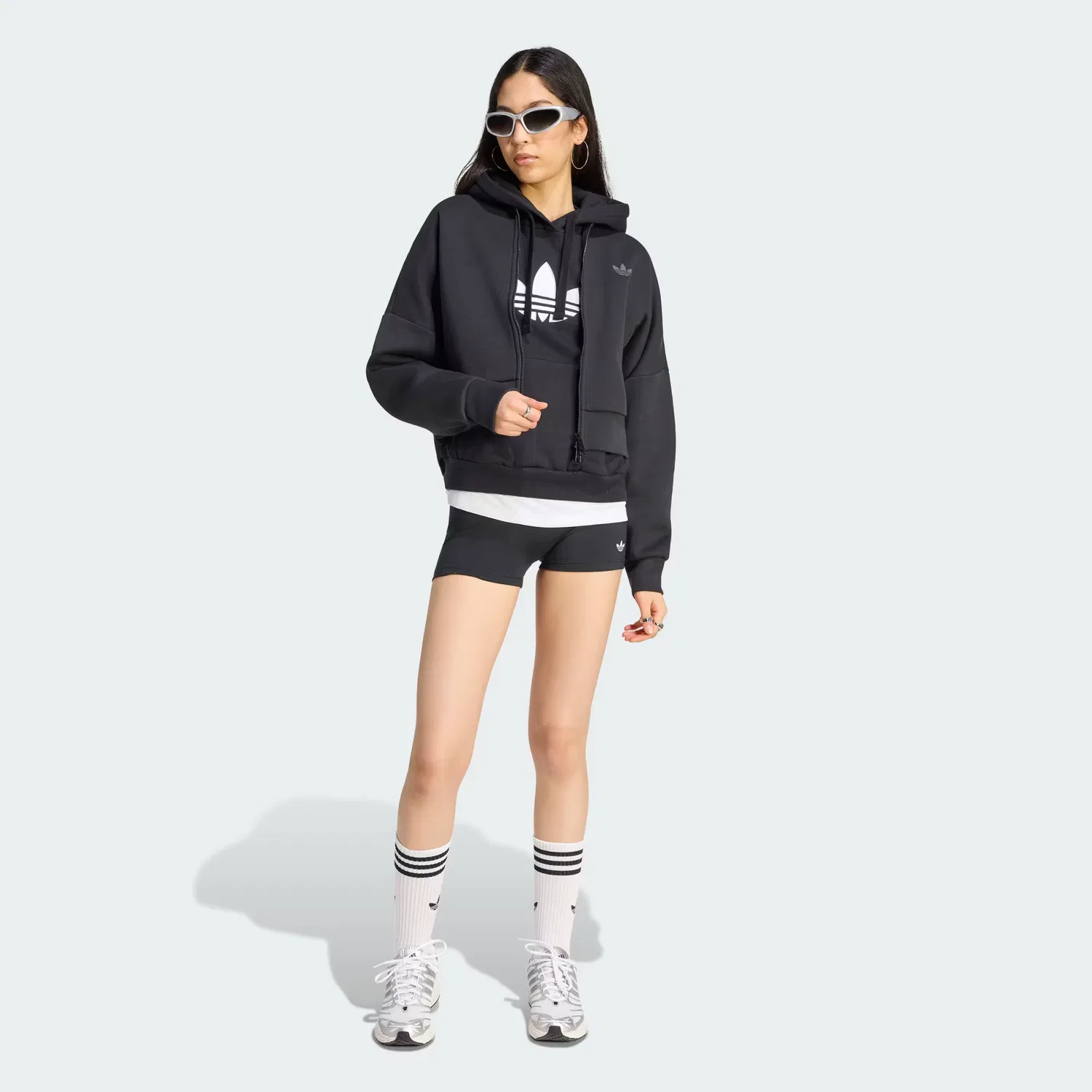Женская спортивная куртка свободного кроя Spacer Tracktop Adidas Originals, черный/черный с отражающим эффектом/темно-серый — фото 4