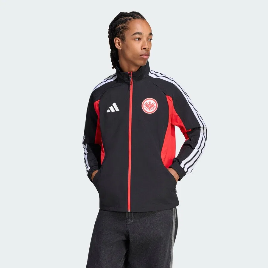 Куртка для тренировок ADIDAS PERFORMANCE 'Eintracht Frankfurt Anthem' черного цвета — фото 2