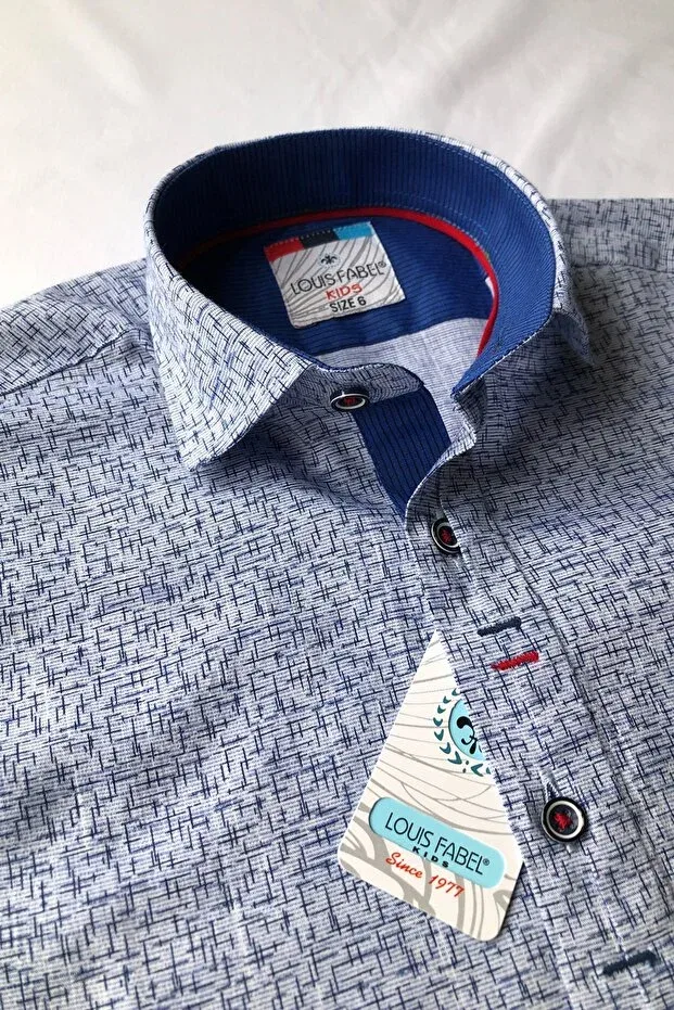 Детская рубашка для мальчиков с коротким рукавом Louis Kids, Navy Blue — фото 2