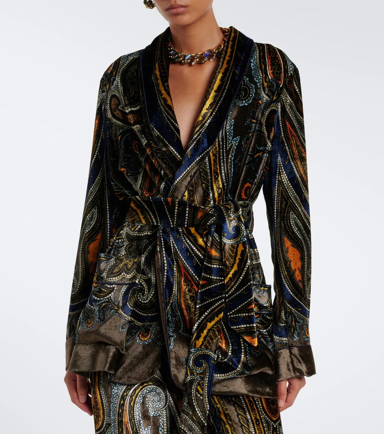 Жакет из бархата с узором пейсли Etro, мультиколор — фото 2