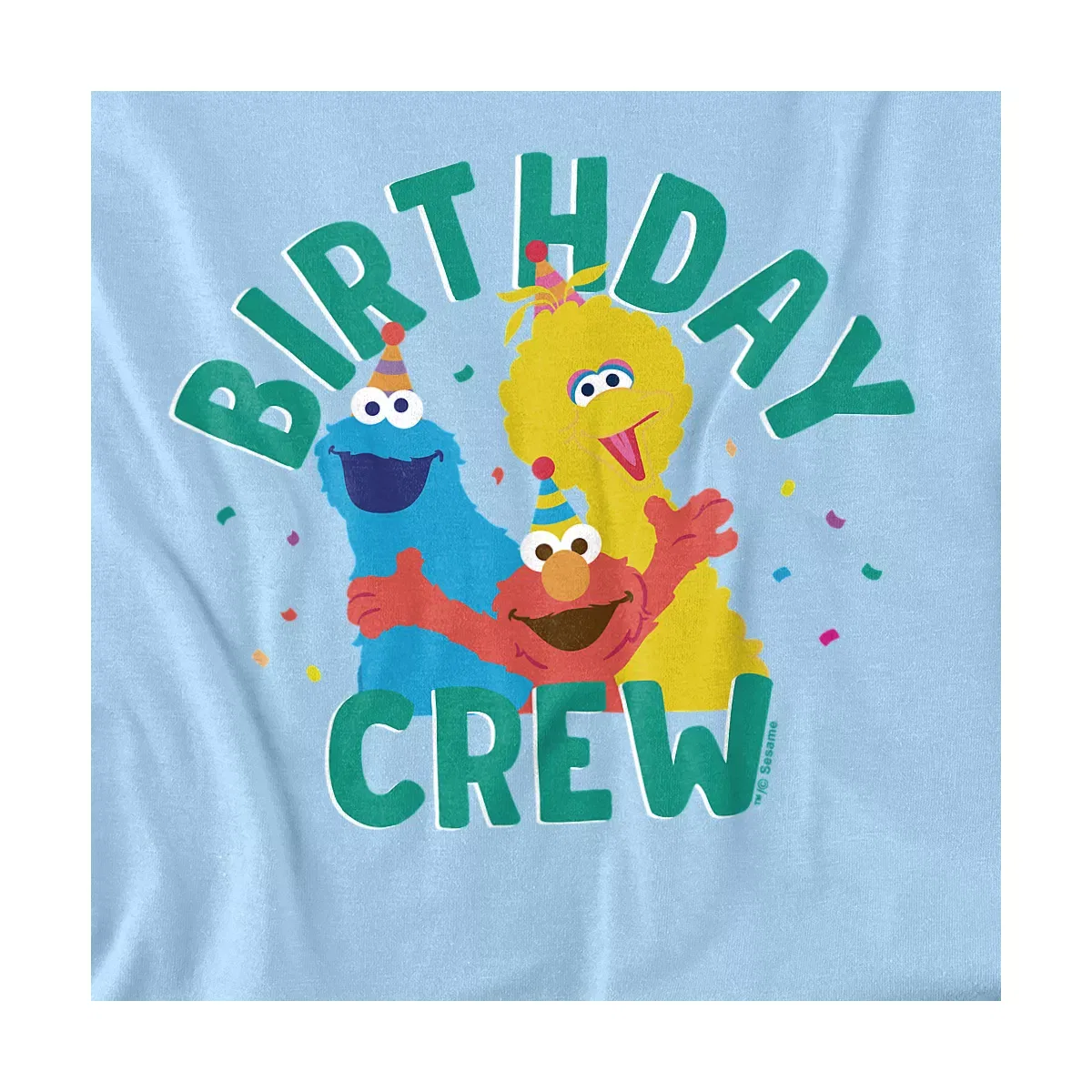 Детское боди с коротким рукавом с принтом Baby Elmo Big Bird Cookie Monster Birthday Crew Sesame Street, Light Blue — фото 2