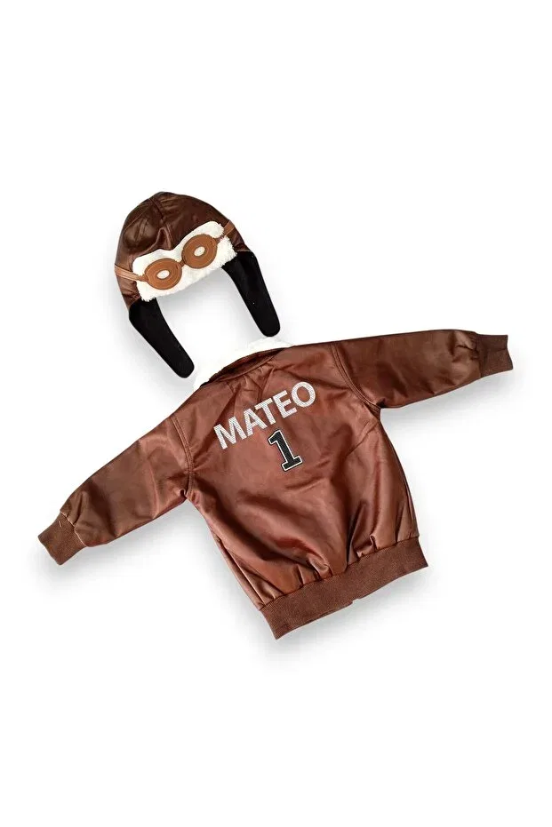 Детская куртка для девочек из искусственной кожи Pilot Mum Design Gifts, Brown — фото 2