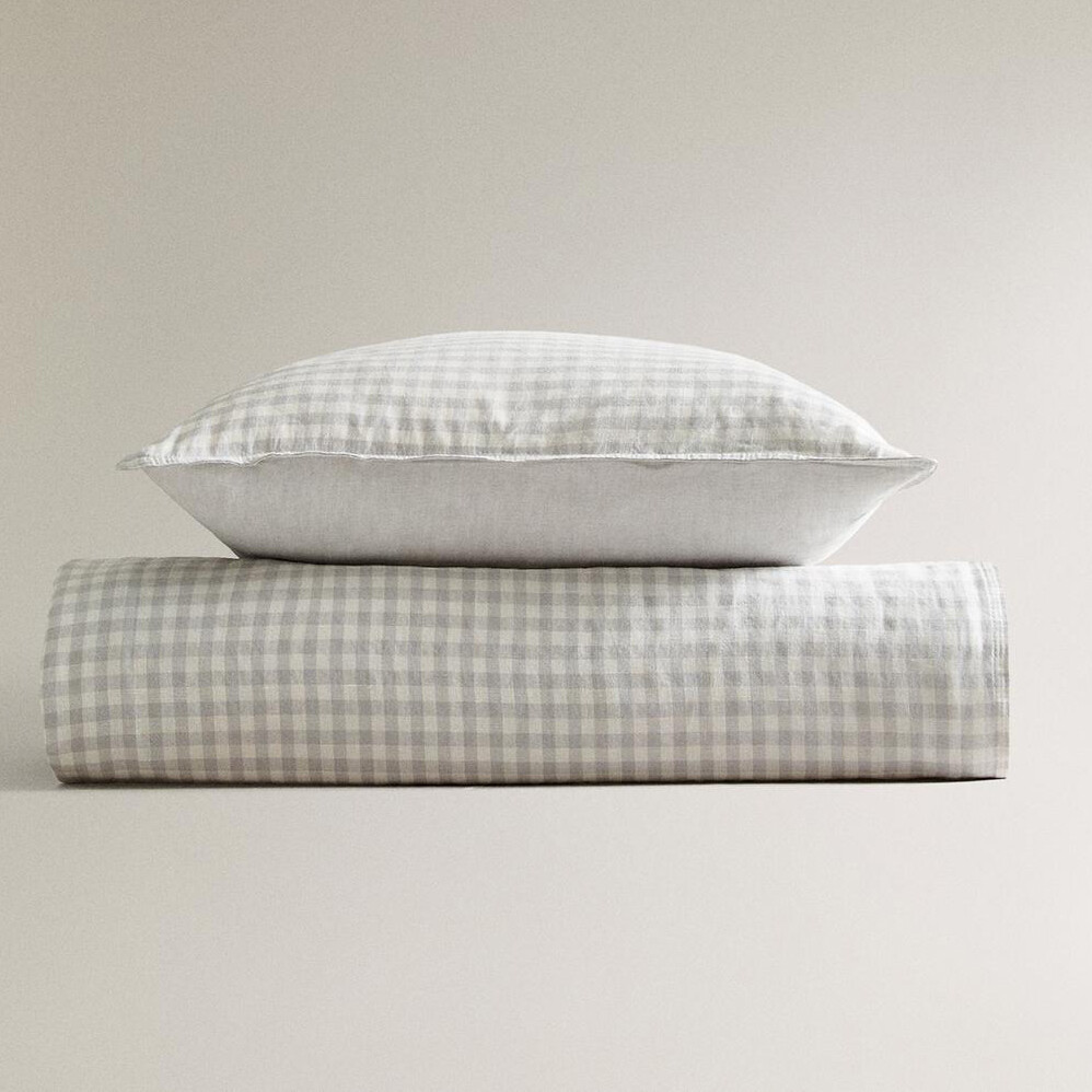 

Детский пододеяльник Zara Home Gingham, голубовато-серый