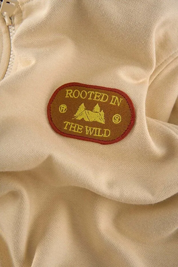 Детское худи для девочек с принтом Rooted in the Wild Soft Fleece Kids Full Zip Hoodie Reflect Studio, Ecru — фото 2