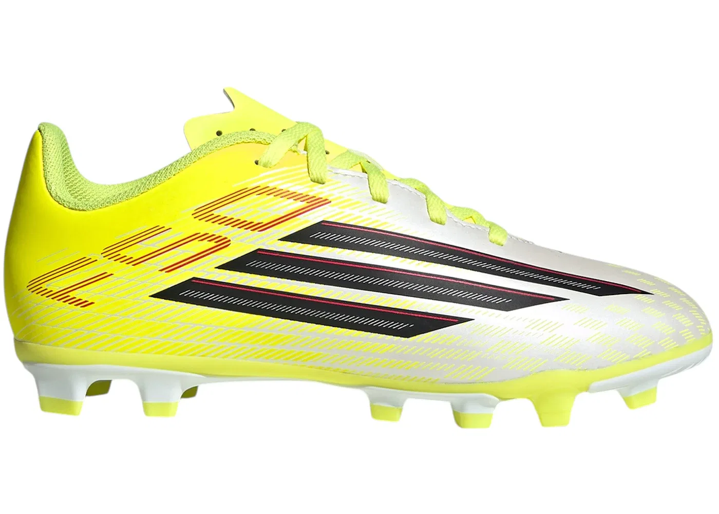 Детские бутсы с фиксированной/многошинной подошвой Adidas F50 Club FG/MG, Team Solar Yellow 2 Core Black Lucid Red