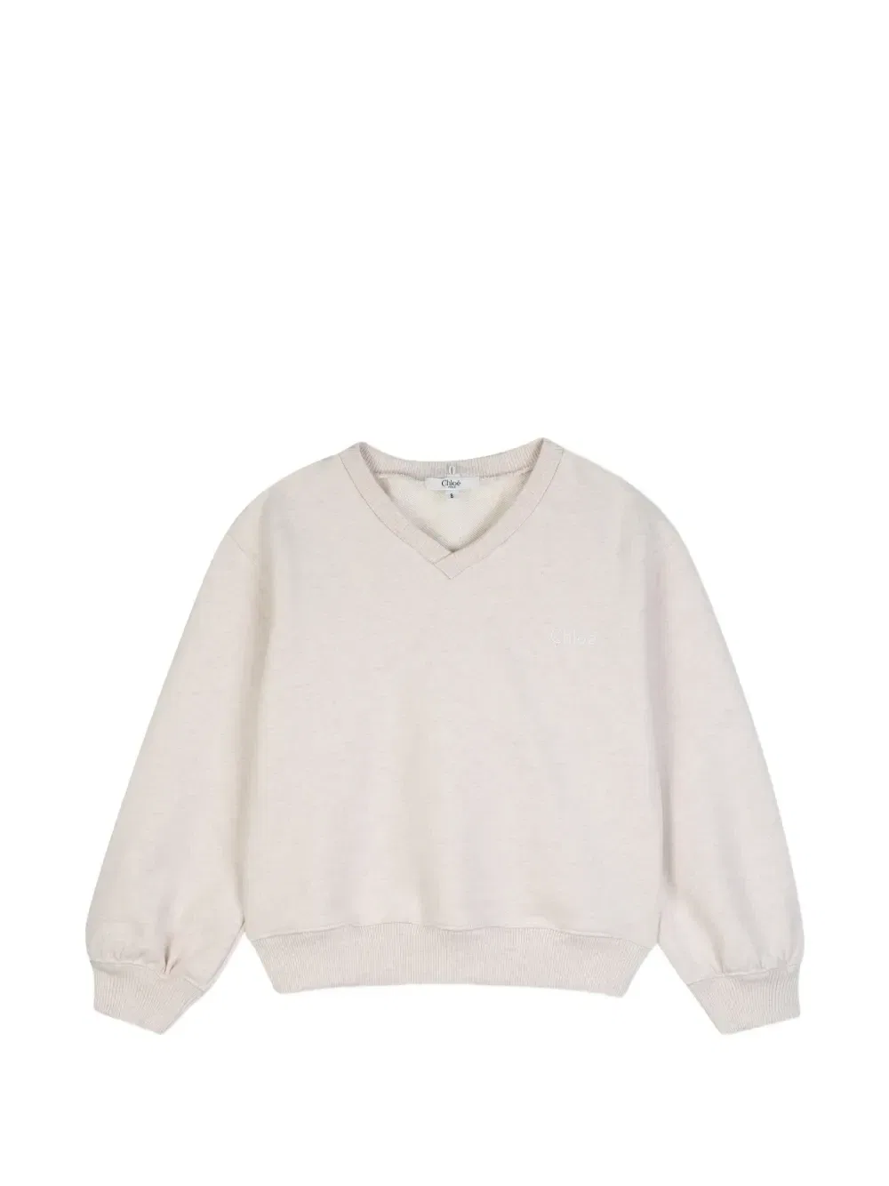 Свитер с ворником-бродери англез Chloé Kids, бежевый — фото 3