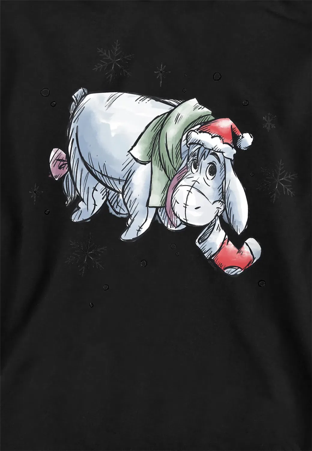 Детский худи Winnie the Pooh Eeyore Christmas Snowflakes Disney, Black — фото 2