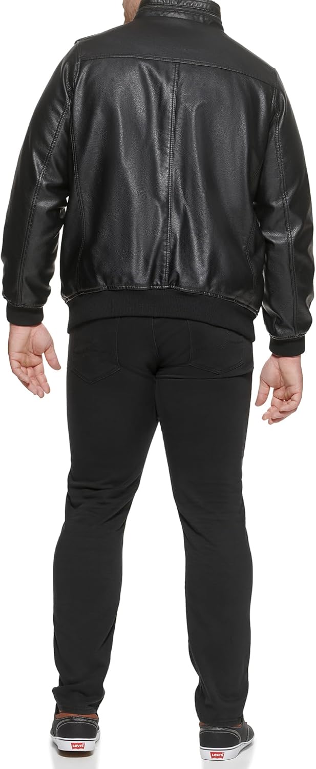 Мужская винтажная куртка-бомбер Levi's из искусственной кожи с оленем (стандартная и для больших и высоких), Black/Sherpa Lined — фото 4