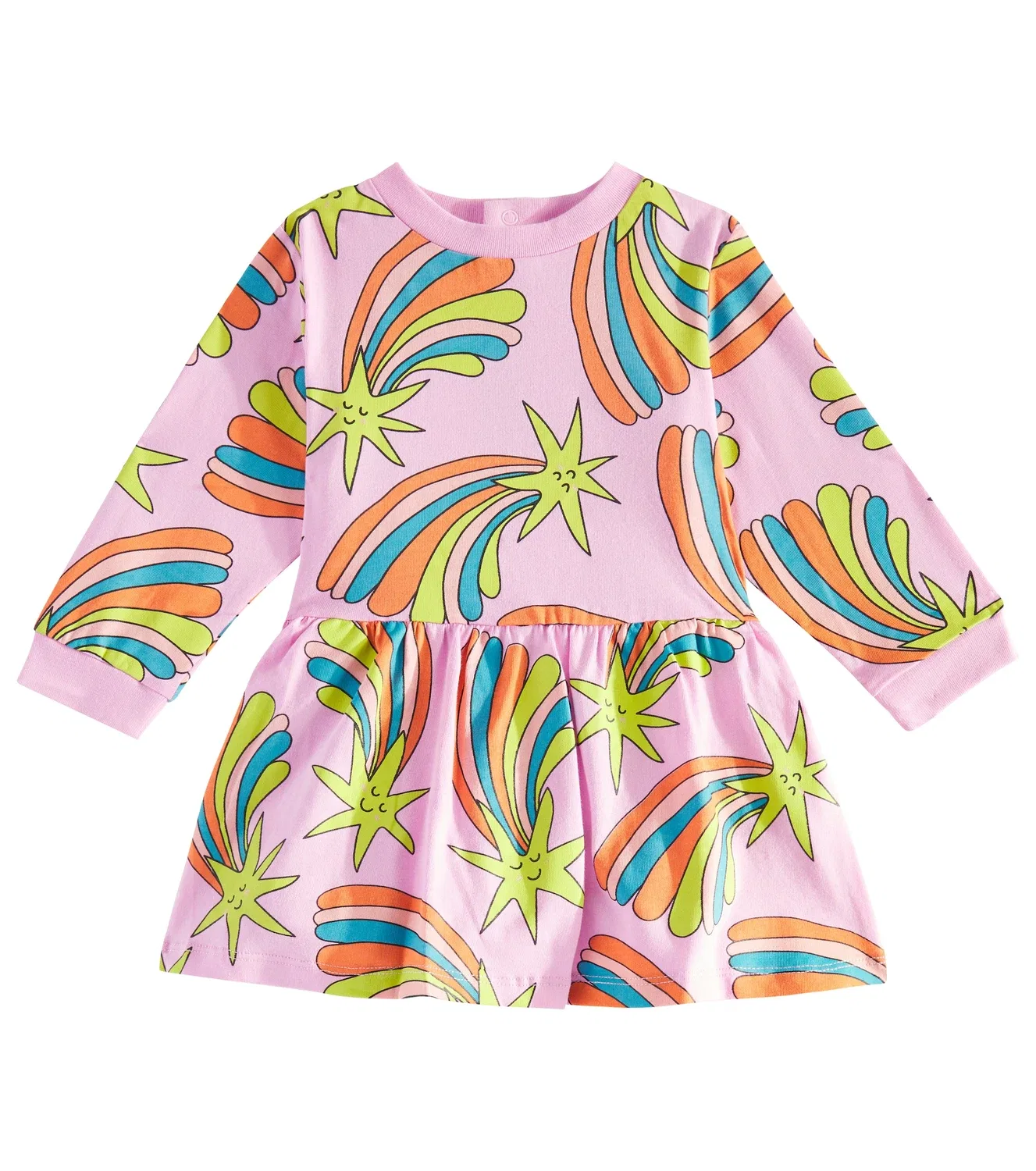 Платье из плотного хлопка с принтом Stella McCartney Kids, розовый