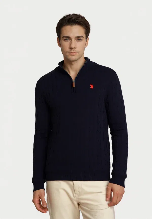 Джемпер cable knit Royer U.S. Polo Assn., schwarz, черный
