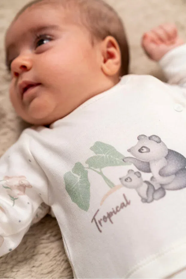 Детский комбинезон для новорожденных с принтом Tropical Koala Lux Bubbles, White — фото 2