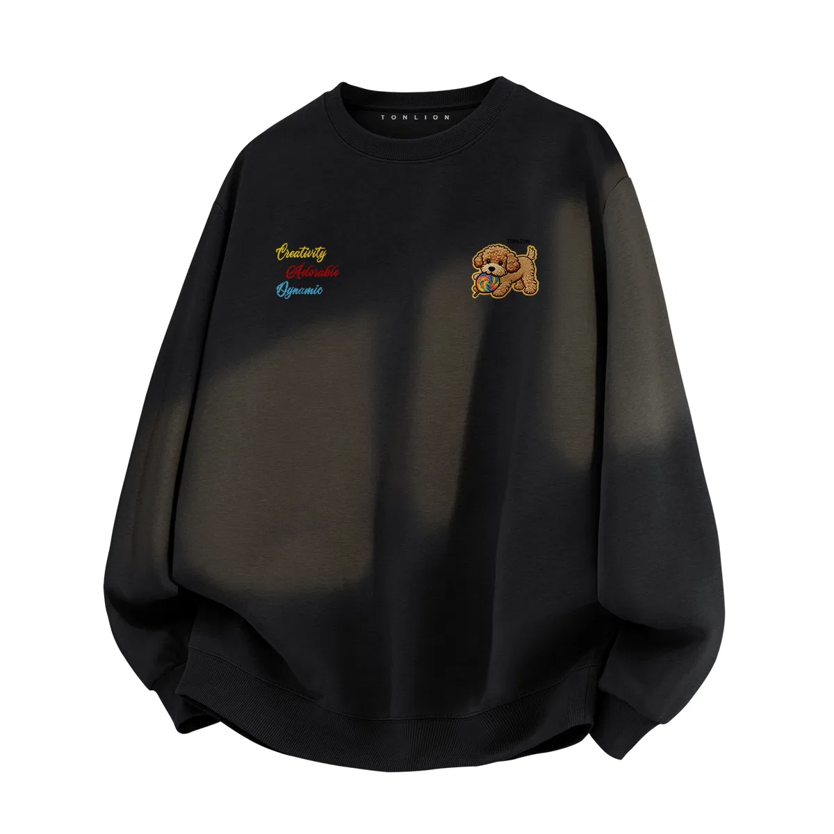 Детский свитшот с принтом плюшевого щенка Tonlion, Цвет (Fleece thickening)Light rice (tn rainbow teddy) — фото 3