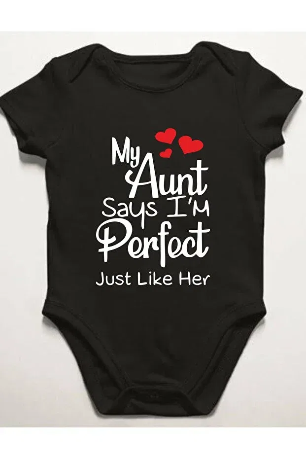Детское боди для новорожденных с принтом Perfect Aunt Venüsdijital, Black