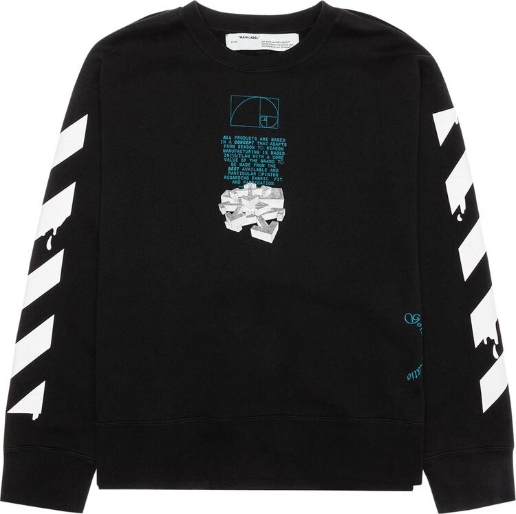 

Толстовка Off-White Dripping Arrows Incompiuto Crewneck 'Black/White', черный