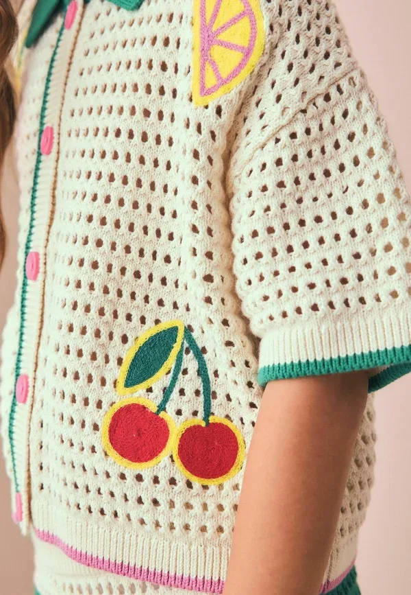 Комплект из рубашки и шорт с вышивкой Regular fit & shorts set Next Ecru, экрю — фото 3