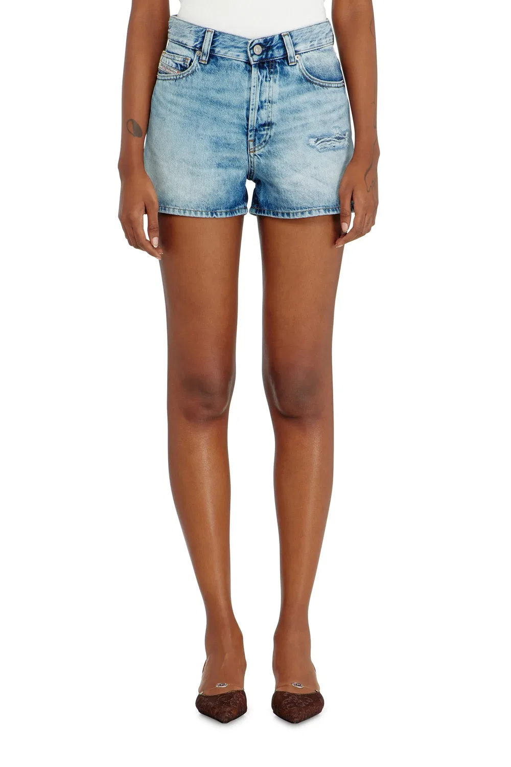 Женские шорты с завышенной талией Mom Shorts Diesel, синий