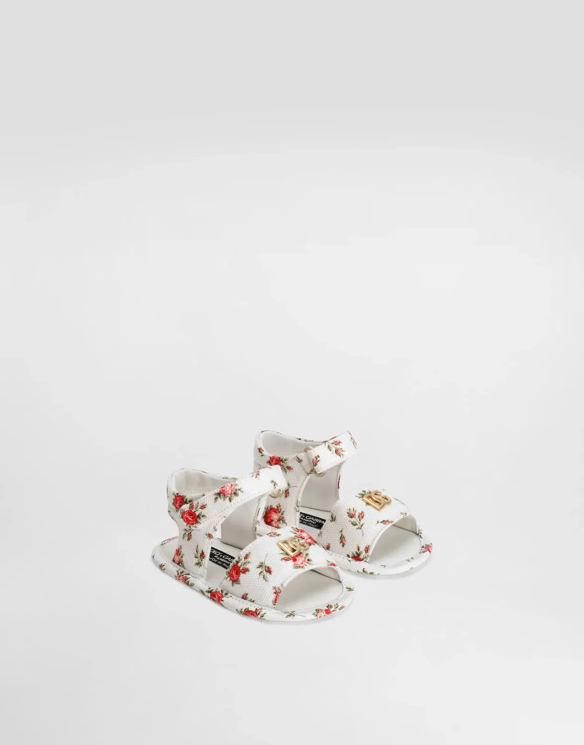 Сандалии из холщовой ткани с принтом в виде маленьких роз Dolce&Gabbana, бежевый — фото 2