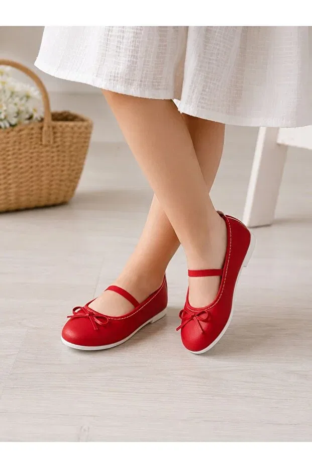 Детские балетки с бантом Puffimod, Red Patent Leather — фото 2