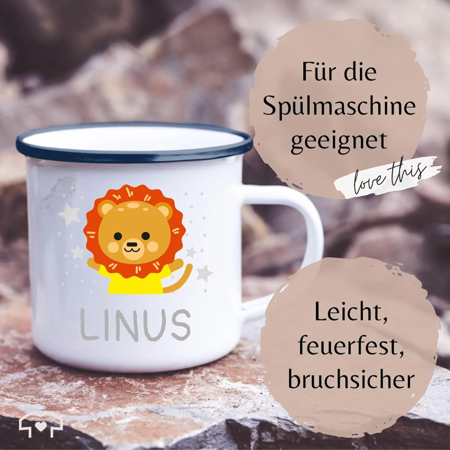 Эмалированная кружка с именем Lion - 300 мл - бело-голубая Geschenk mit Namen personalisiert by Shirtracer — фото 4