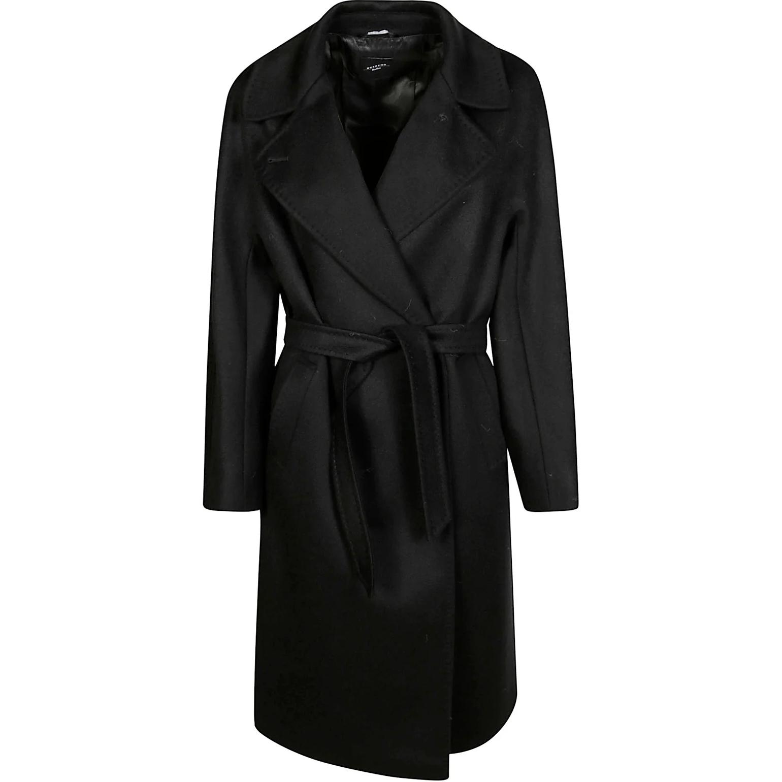 

WEEKEND MaxMara Удлиненное пальто с поясом и длинными рукавами Weekend Max Mara, Black