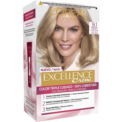 

Краска для волос Excellence Creme 9.1 Светло-пепельный блондин, L'Oreal