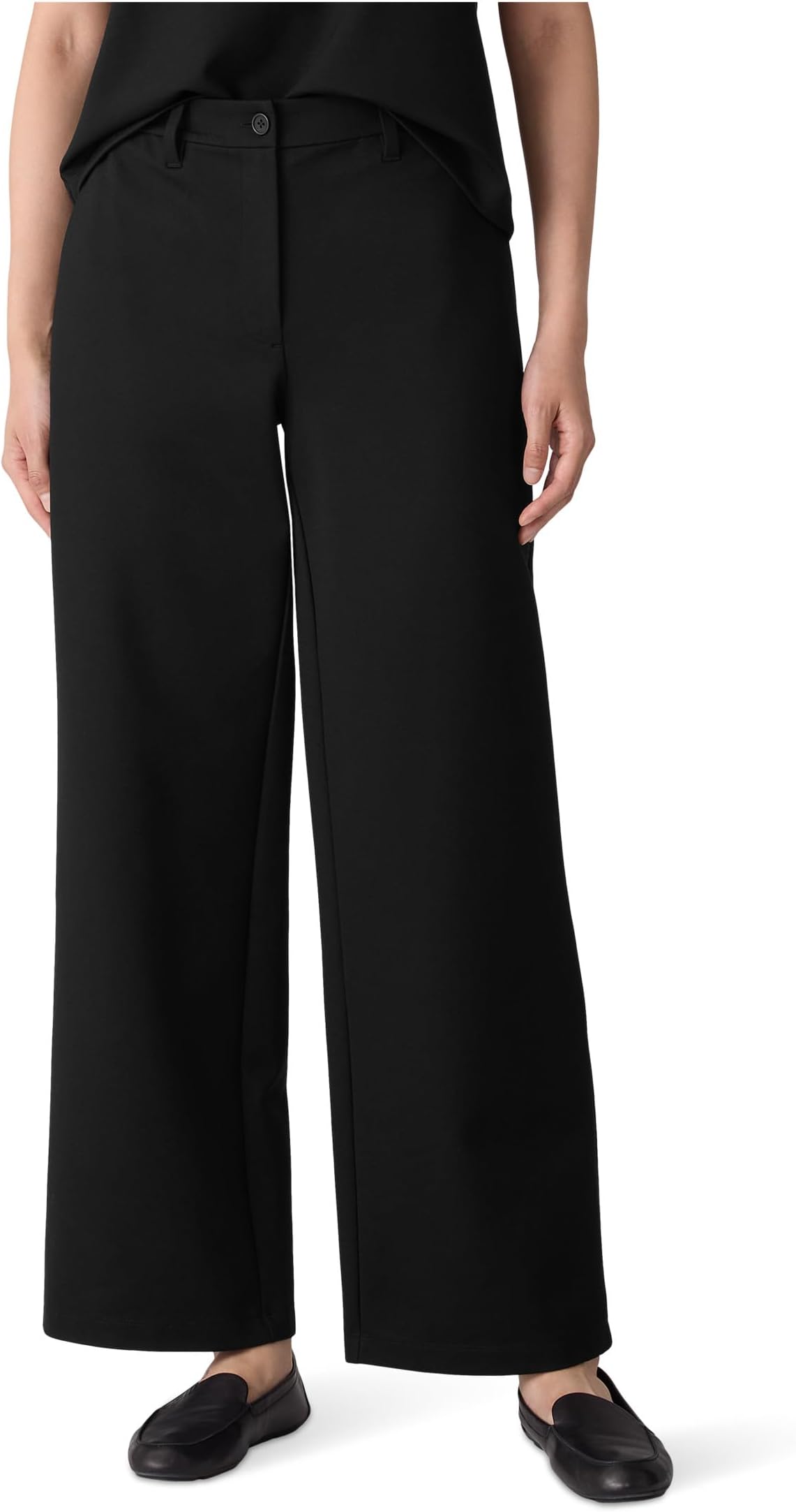 

Брюки Eileen Fisher Washable Flex Ponte Wide Full Length Trouser, черный