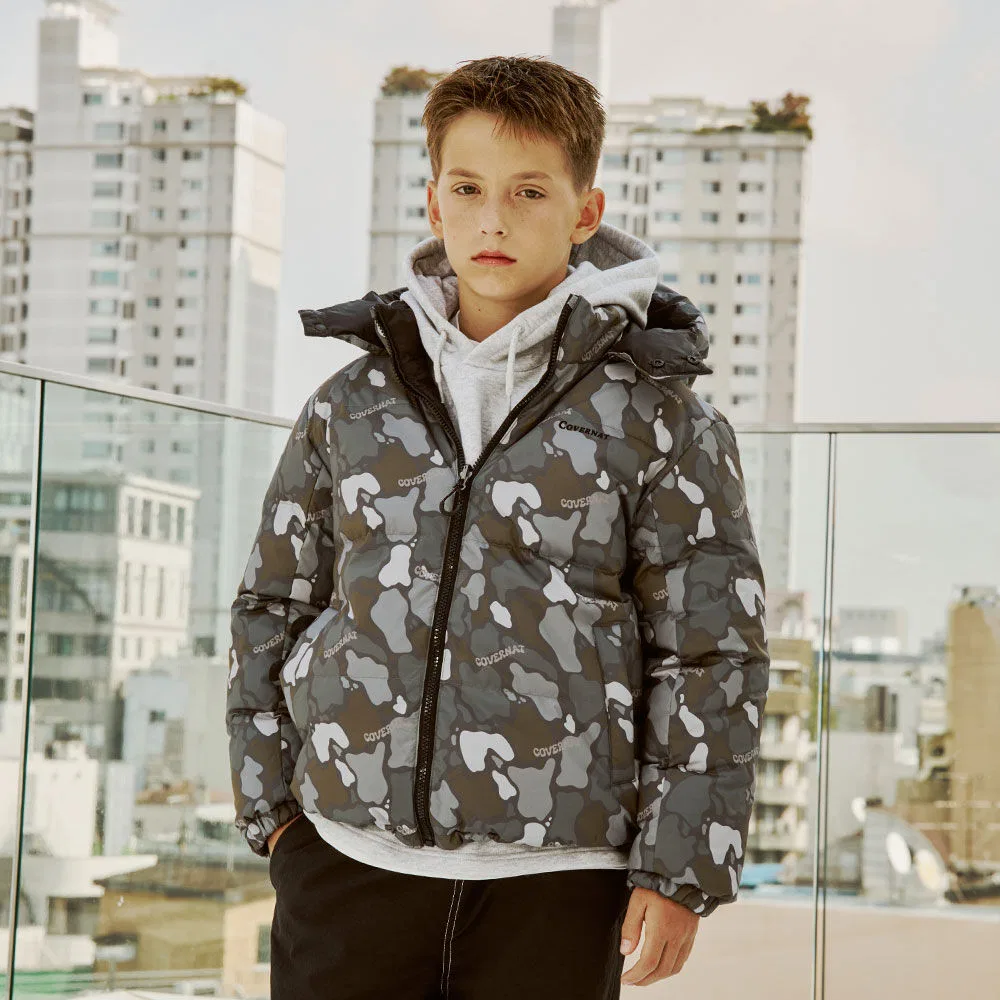 Детский двусторонний пуховик Military, цвета древесного угля, от Covernat Kids