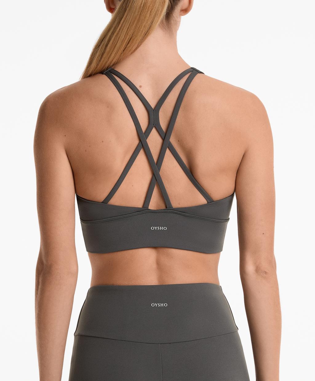 

Спортивный бюстгальтер comfortlux средней поддержки с чашечками Oysho, цвет Dark Lead Grey
