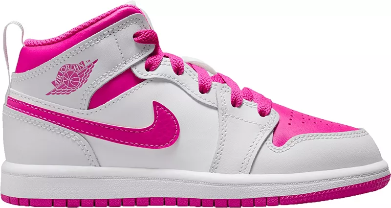 

Детские баскетбольные кроссовки Jordan для дошкольников Air Jordan 1 Mid, розовый/серый/белый