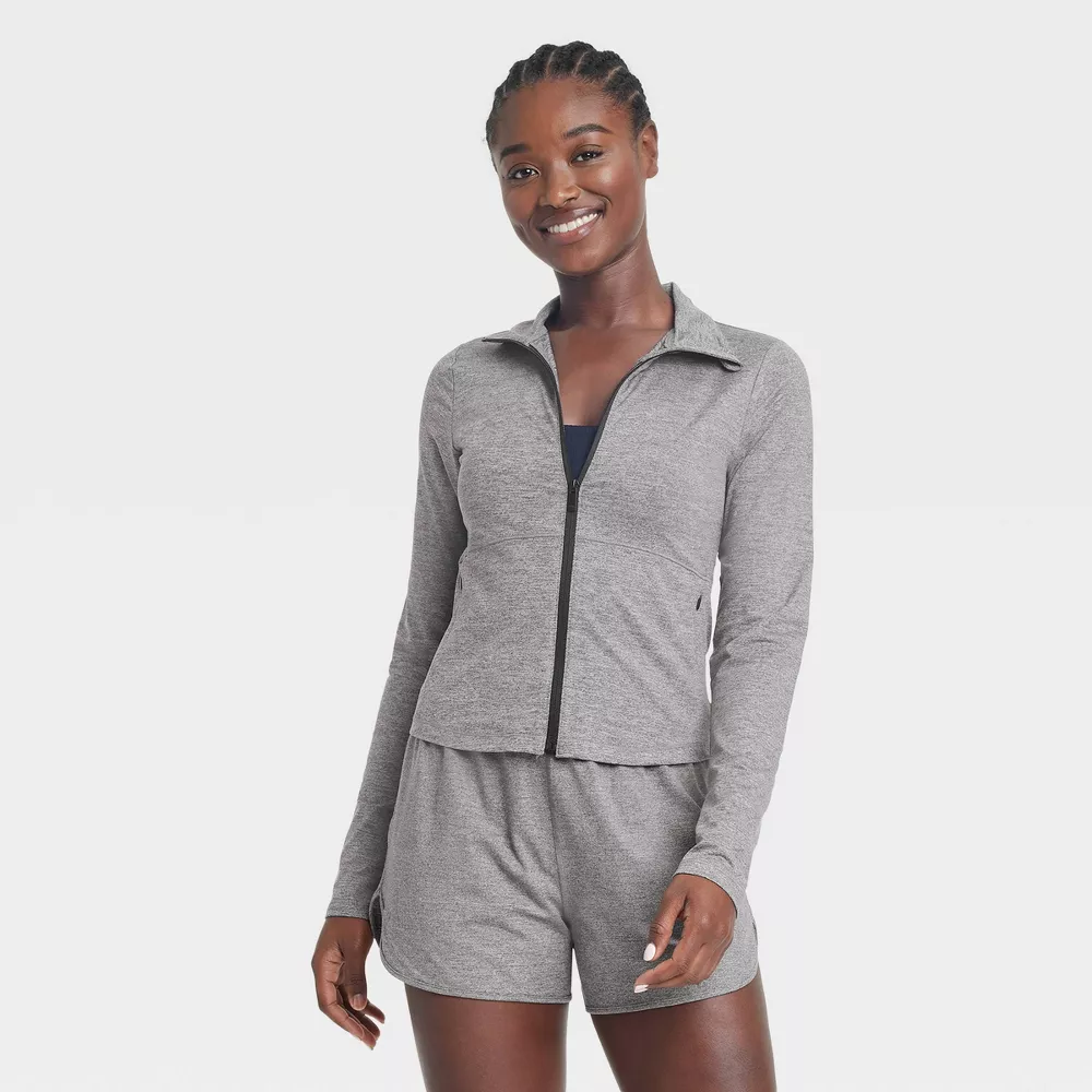 

Женская мягкая эластичная куртка на молнии - All In Motion, цвет Heathered Gray