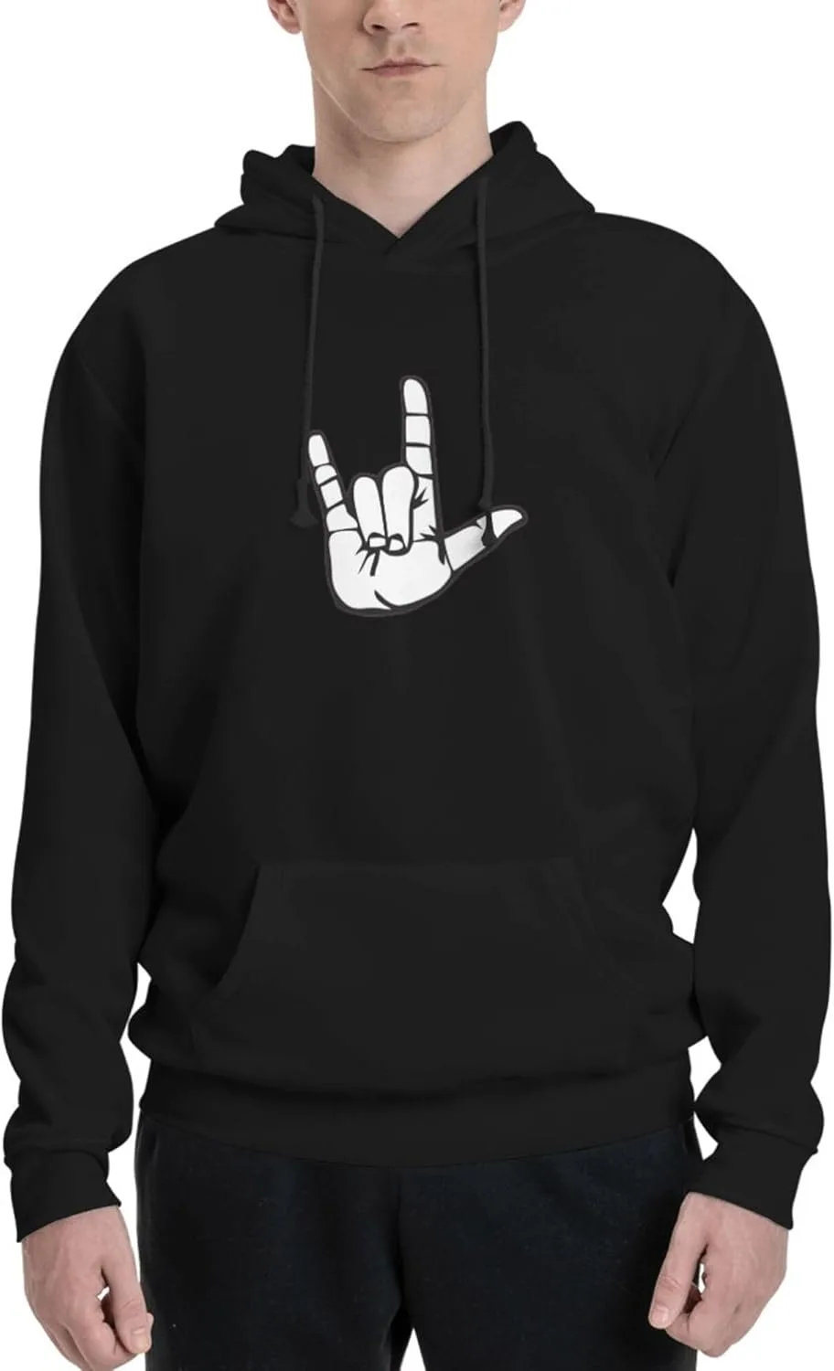 

SEAEAGLE ASL American Sign Language I Love You мужской худи с длинными рукавами