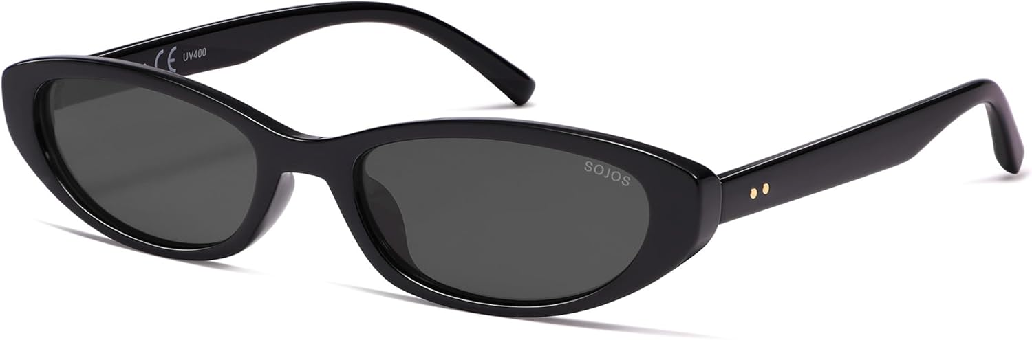 

Солнцезащитные очки SOJOS Retro Oval Cat Eye с поляризацией, в стиле ретро, ​​для женщин и мужчин, 80-х и 90-х, маленькие, прямоугольные, модель Y2K SJ2664, Black/Grey