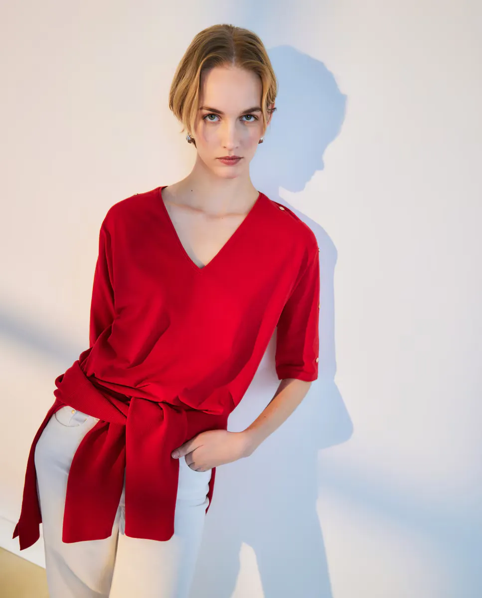 

Женская рубашка с короткими рукавами и застежкой на пуговицы Woman El Corte Inglés, красный