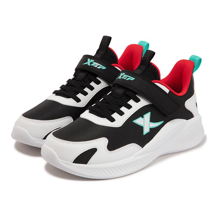 

Антискользящие износостойкие низкие детские кроссовки для бега черно-белые XTEP