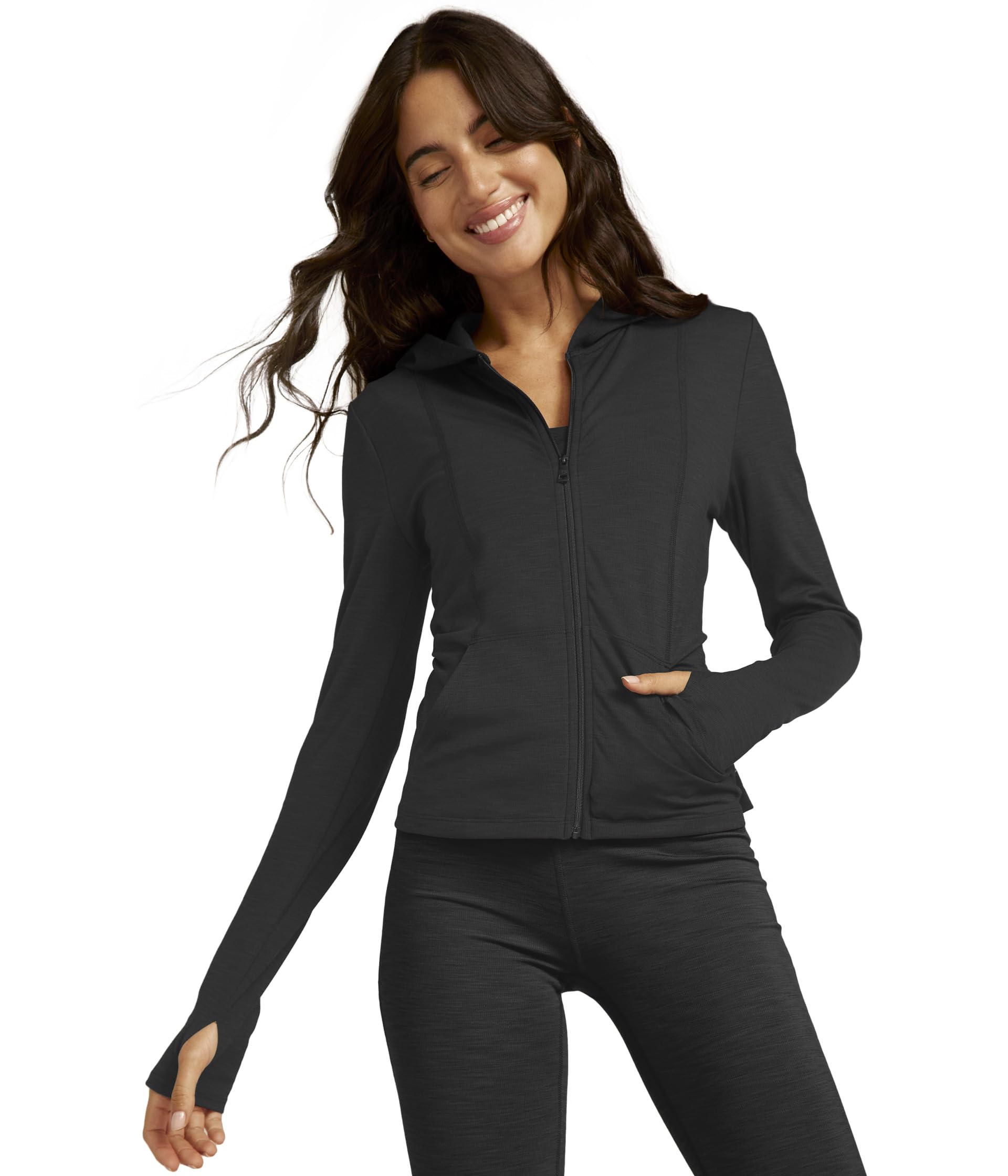 

Худи Beyond Yoga Heather Rib Morning Jog Hoodie, Black Heather