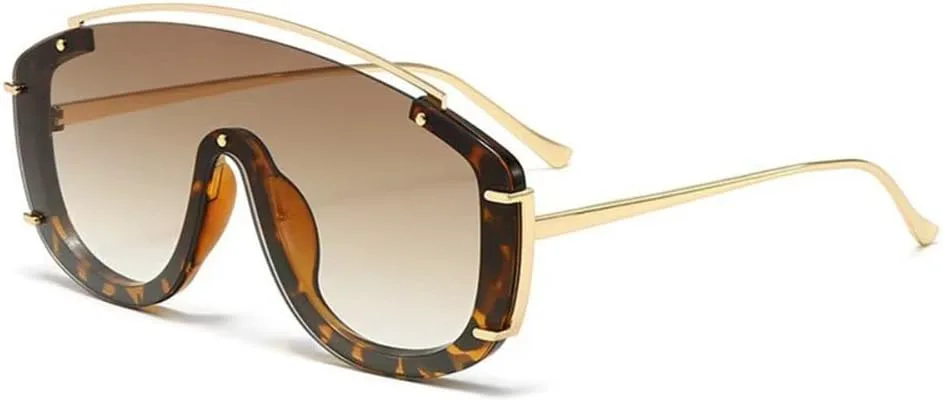 

Металлические солнцезащитные очки. Стильный градиентный дизайн. Большой размер. Спортивные очки. Леопардовый принт. Металлическая оправа. Солнцезащитные очки KTUCN, 2