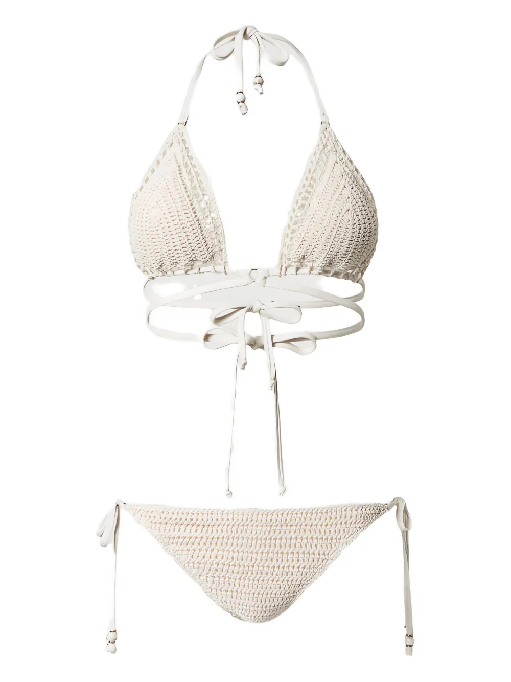 

Вязаный треугольный бикини TWINSET, нейтральный