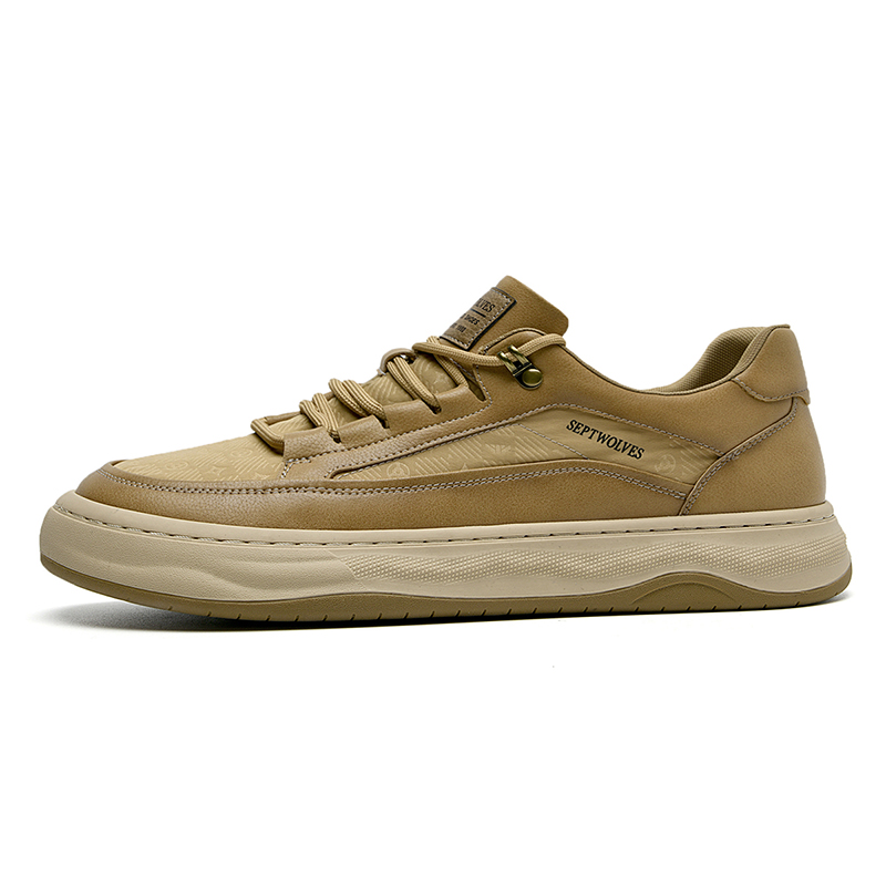 

SEPTWOLVES Мужские низкие скейтбордские кеды абрикосового цвета, цвет Apricot (Standard Leather Shoe Size)