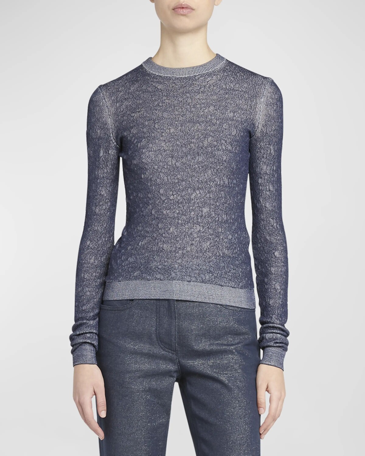 

Блестящий трикотажный топ из вискозы Giorgio Armani, цвет Navy