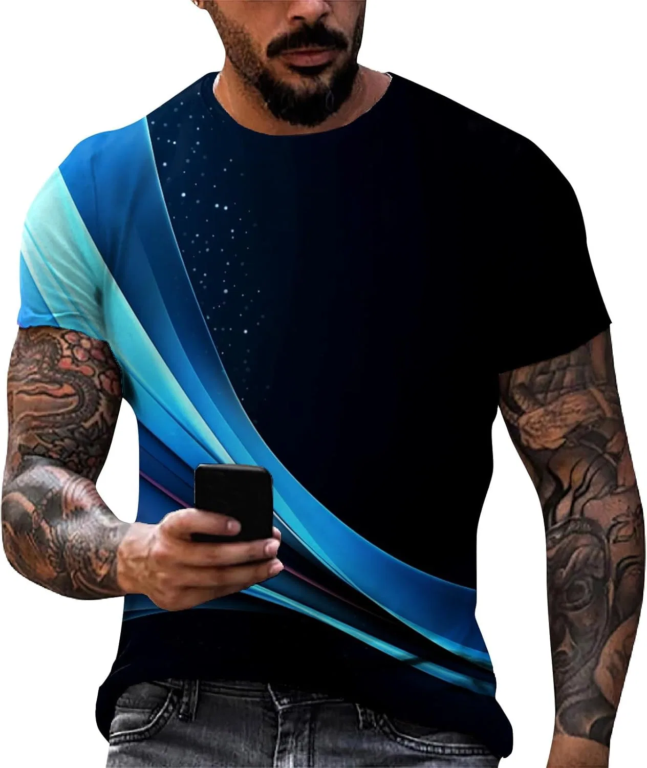 Мужская футболка для тренировок, короткий рукав, Light Blue, размерная линейка S-3XL
