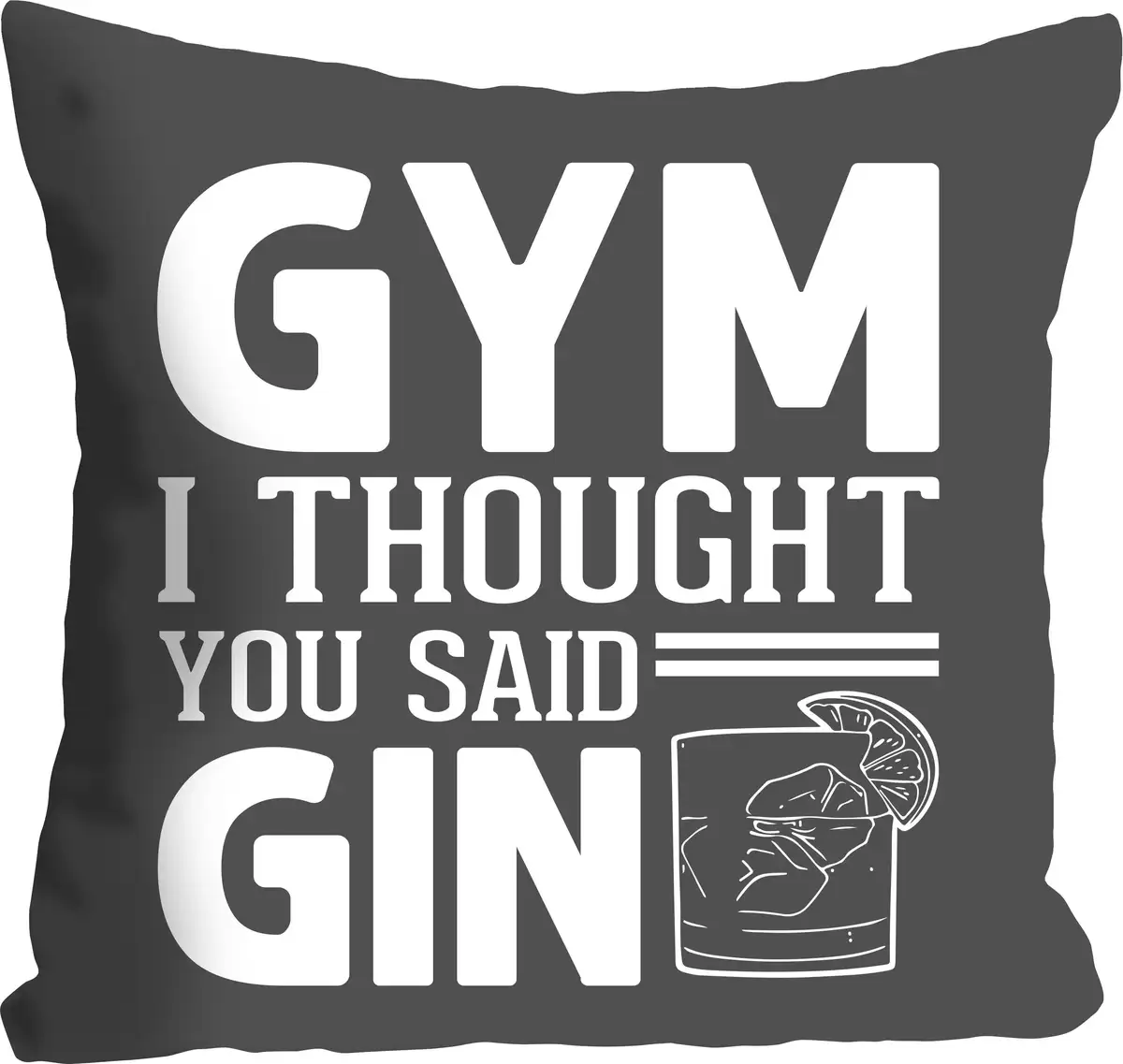

Декоративная подушка Queence "GYM or GIN", с надписью, чехол без наполнения, 1 шт 40х40 см, серый