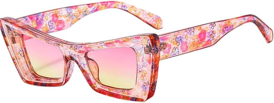 

Женские солнцезащитные очки «кошачий глаз», модные, в стиле ретро, ​​с цветным покрытием, большая оправа, защита от ультрафиолета UV400 TYUVIVO, Flowear Pink