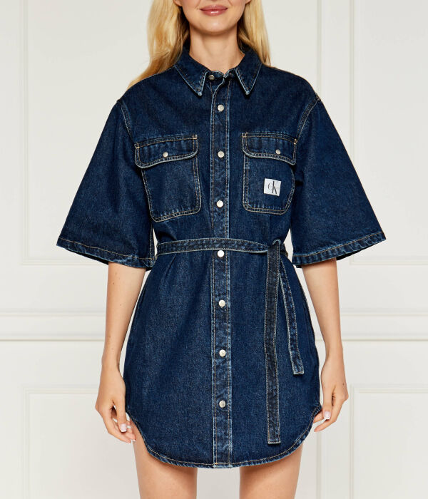 

Платье джинсовое Calvin Klein Jeans с поясом, синий