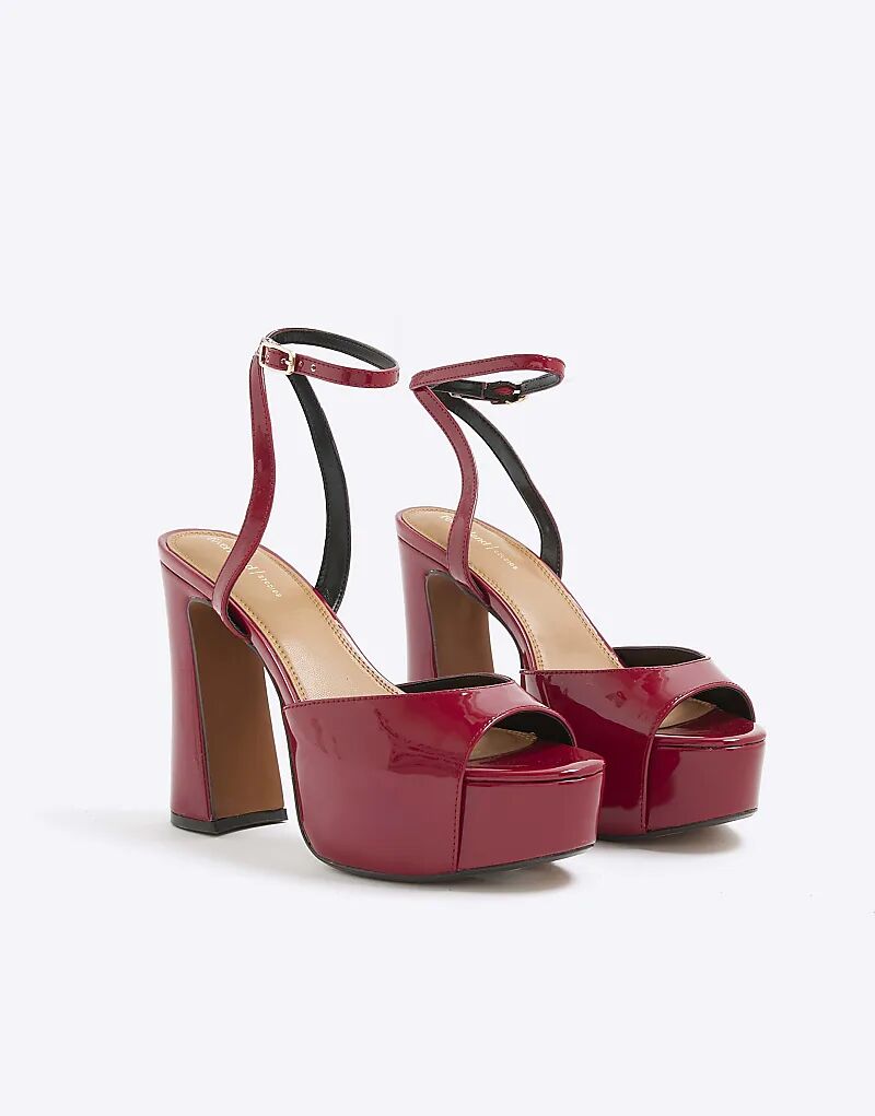 Босоножки River Island Patent на платформе и каблуке красного цвета