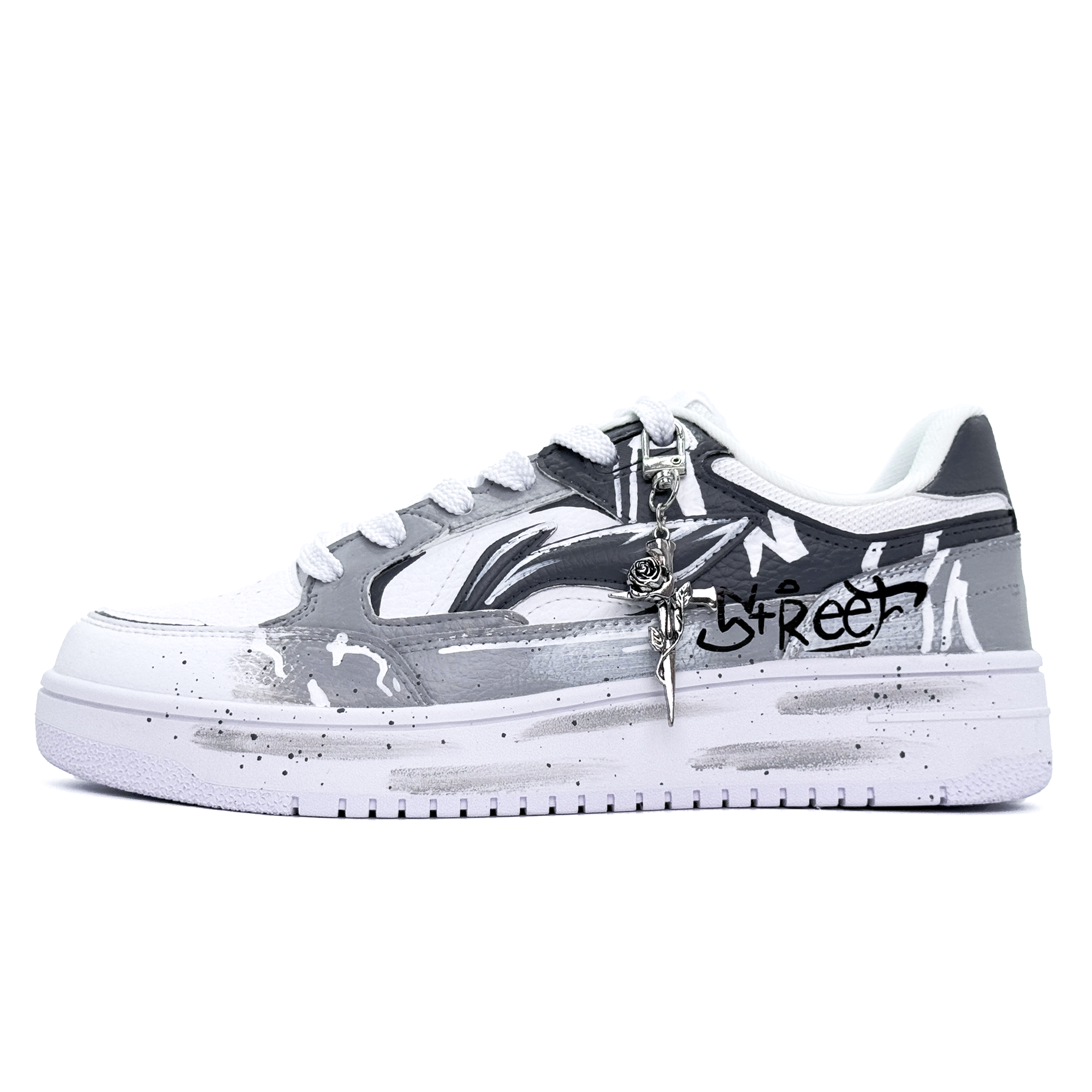 

Кроссовки для скейтбординга Tianji Graffiti с низкой посадкой, устойчивые к истиранию, унисекс, серые LINING, Graffiti Street