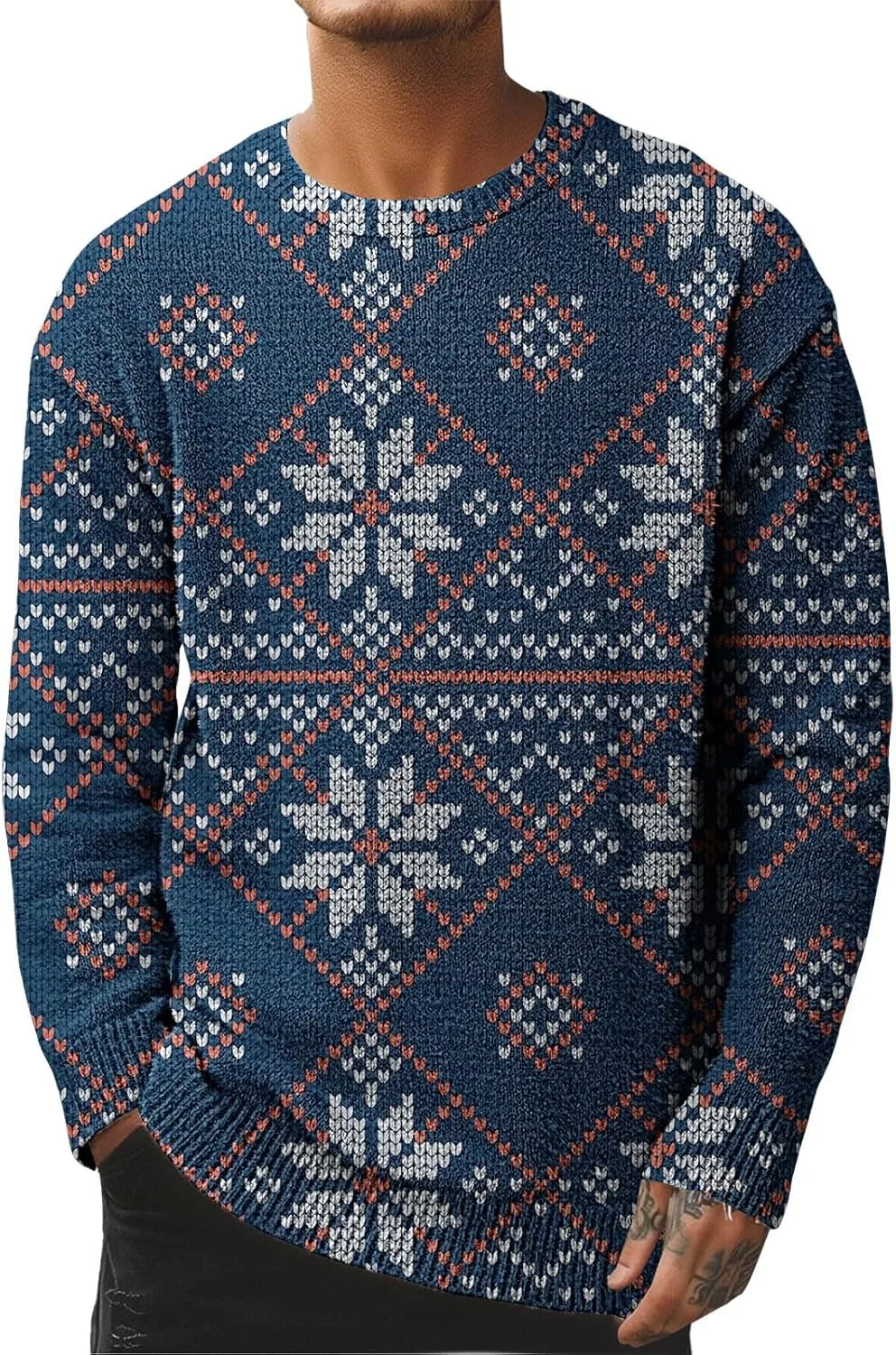 

Мужской свитер Ugly Christmas с оленями и снежинками